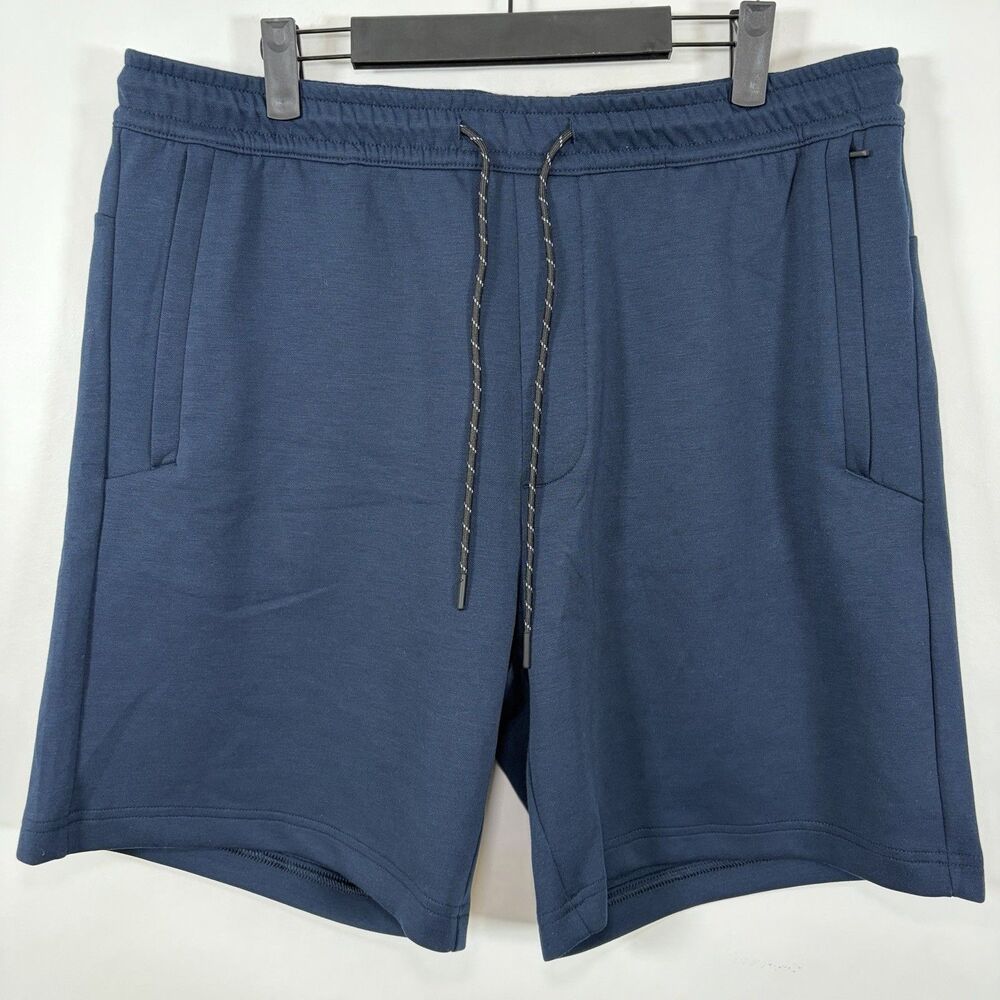 American Eagle AE Athletic Sweat Shorts Mens Large Navy Blue 36x8 Zipper Pockets